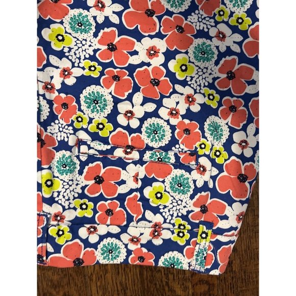 Crown & Ivy Caroline Shorts sz  6 Blue Multi Floral Classic Fit Stretch Twill - Picture 6 of 11
